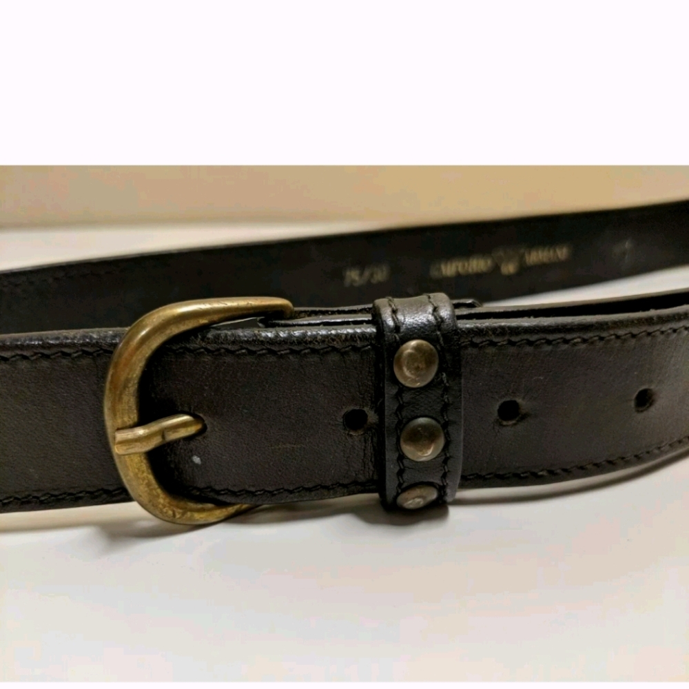 Vintage Emporio Armani Dark Brown Belt Rivets